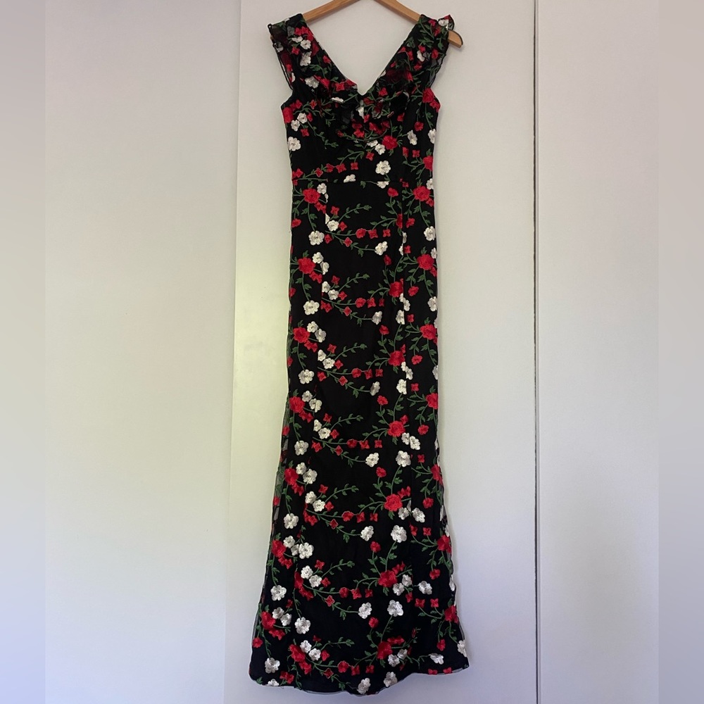 Floral maxi prom dress